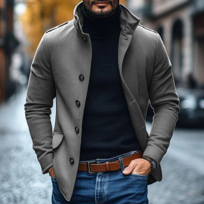 JUST | Manteau d'hiver long pour homme, coupe ajustée et fermeture classique à boutons
