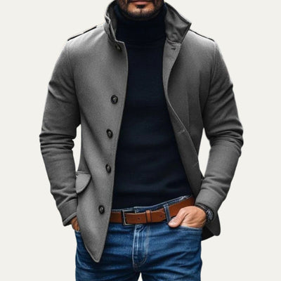 JUST | Manteau d'hiver long pour homme, coupe ajustée et fermeture classique à boutons