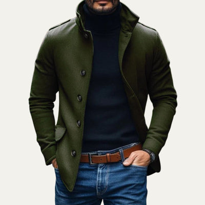 JUST | Manteau d'hiver long pour homme, coupe ajustée et fermeture classique à boutons