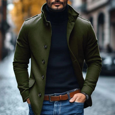 JUST | Manteau d'hiver long pour homme, coupe ajustée et fermeture classique à boutons